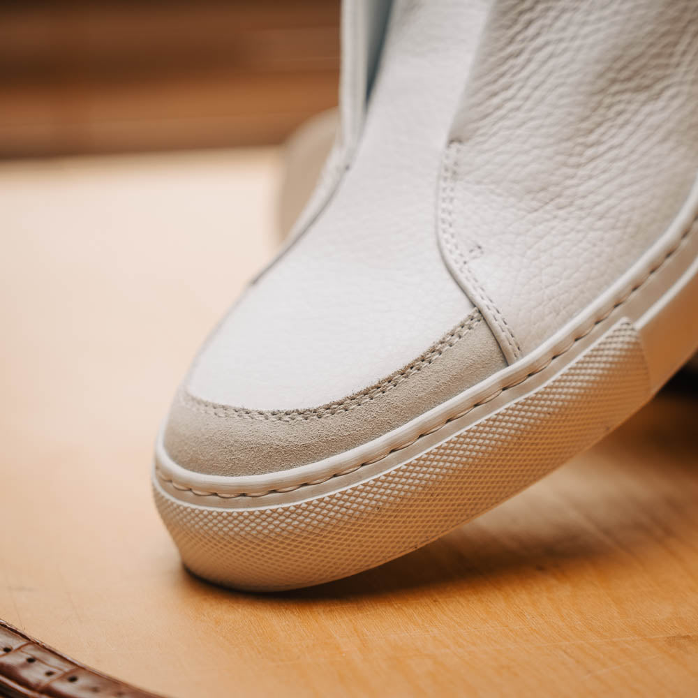 Zelli Spettacolare Pebble Grain Slip On Sneakers White (65-225-WHT)
