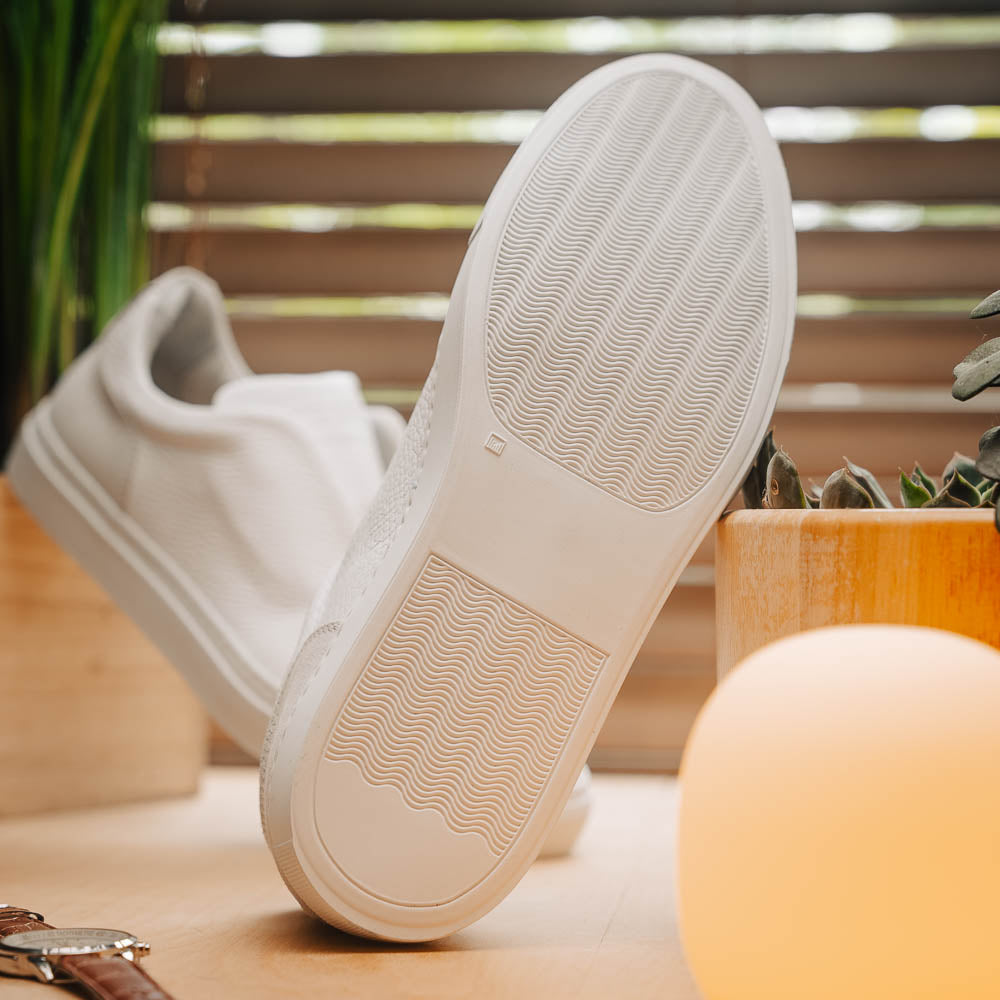 Zelli Spettacolare Pebble Grain Slip On Sneakers White (65-225-WHT)