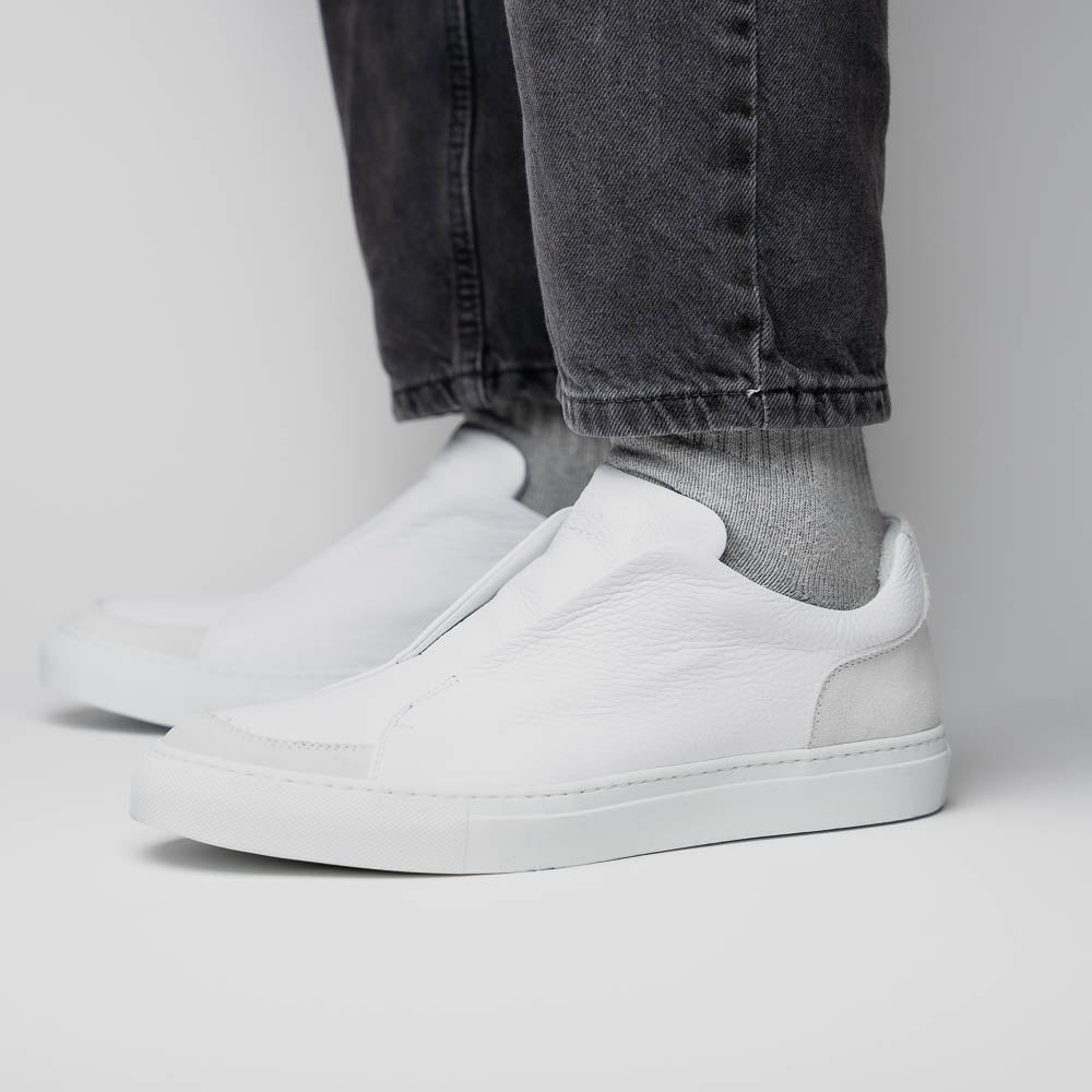 Zelli Spettacolare Pebble Grain Slip On Sneakers White (65-225-WHT)