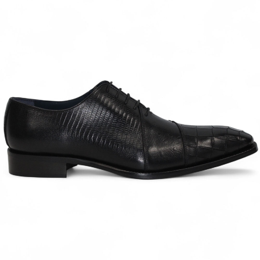 Duca by Matiste Spoleto I Lizard / Ostrich / Crocodile Embossed Oxford Black