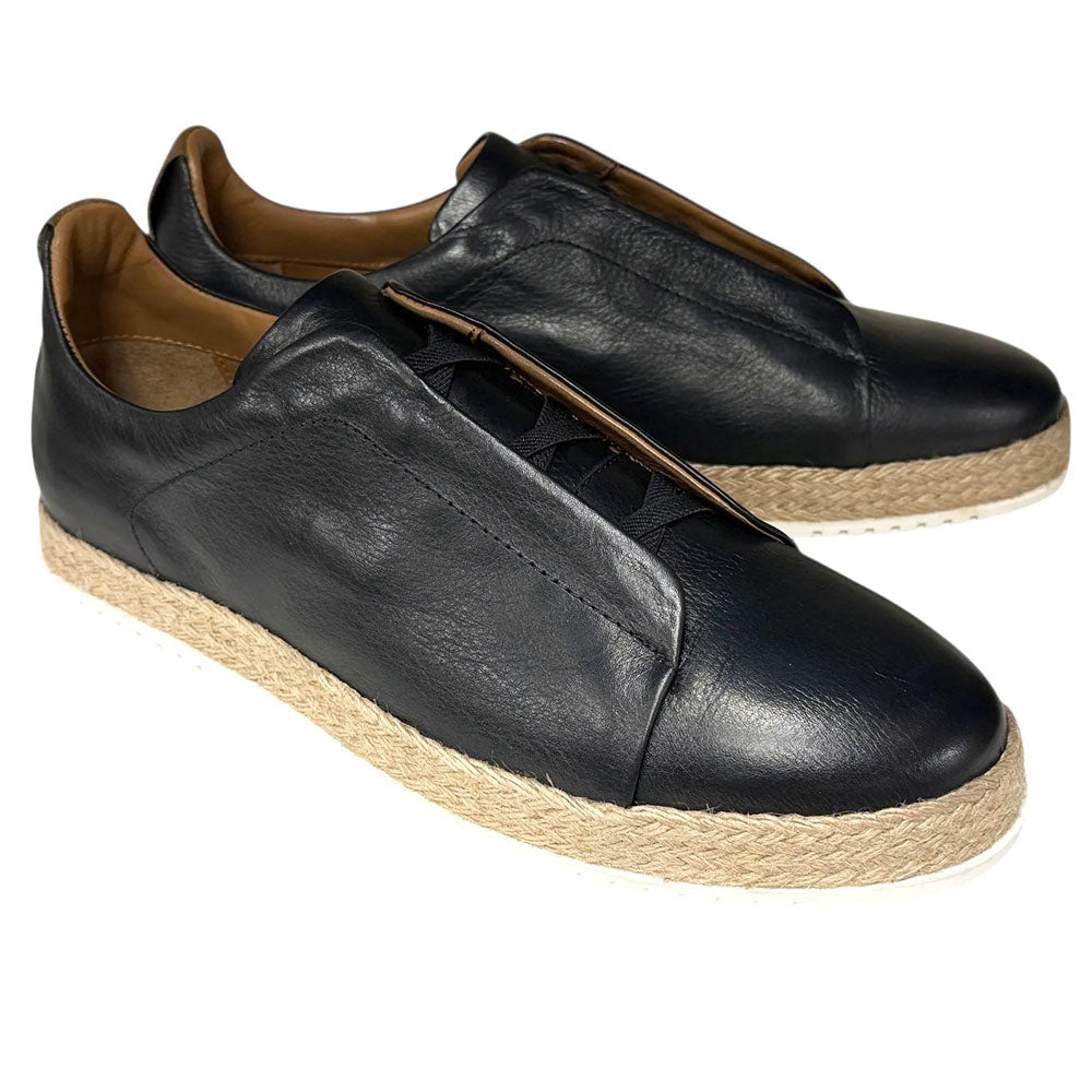 Corrente P01001 Sportivo Leather Elastic Slip-On Sneaker Black