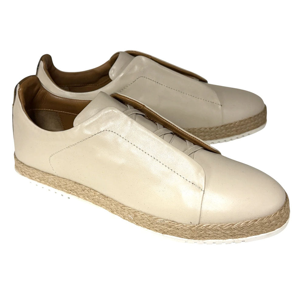 Corrente P01005 Sportivo Leather Elastic Slip-On Sneaker Bone