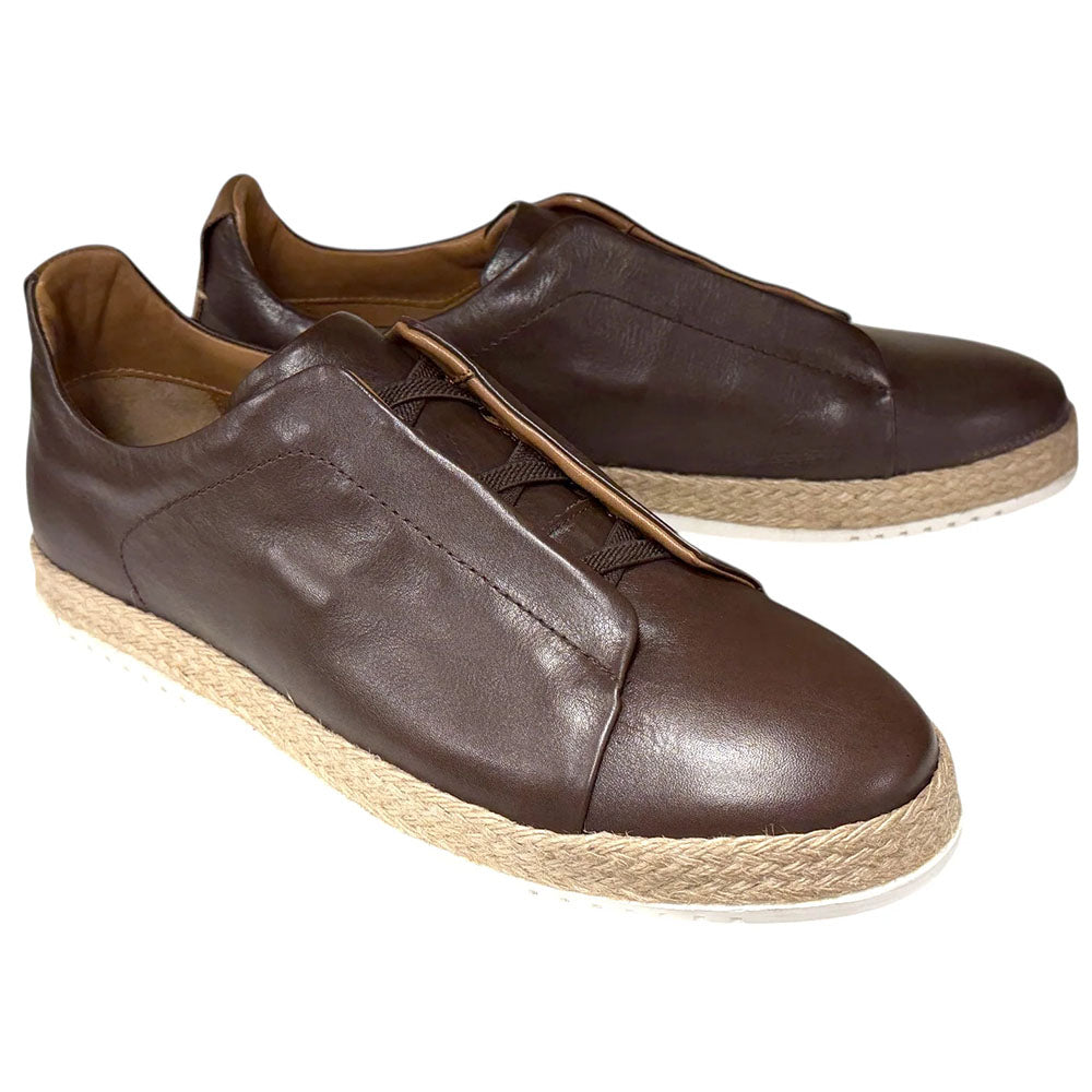Corrente P01004 Sportivo Leather Elastic Slip-On Sneaker Brown
