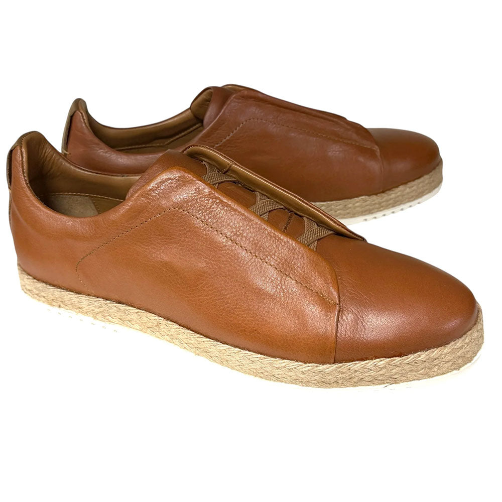 Corrente P01002 Sportivo Leather Elastic Slip-On Sneaker Tan