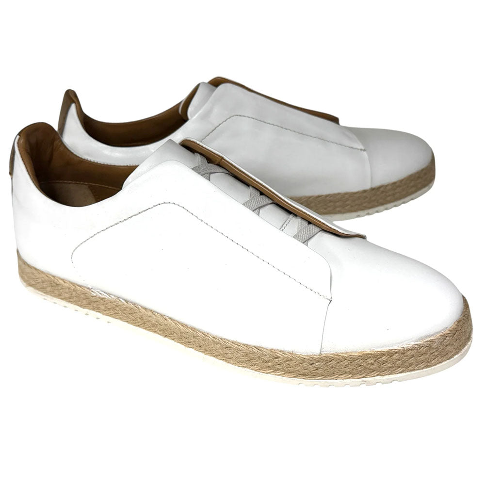 Corrente P01007 Sportivo Leather Elastic Slip-On Sneaker White