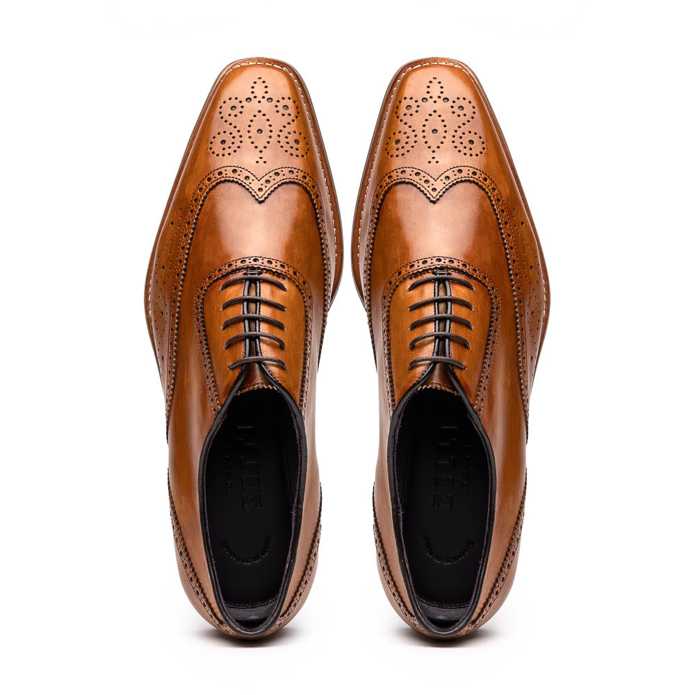 Zelli Stephano Wingtip Brogues Camel | MensDesignerShoe.com