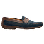Stemar Amalfi Perforated Driving Loafers Navy / Brown