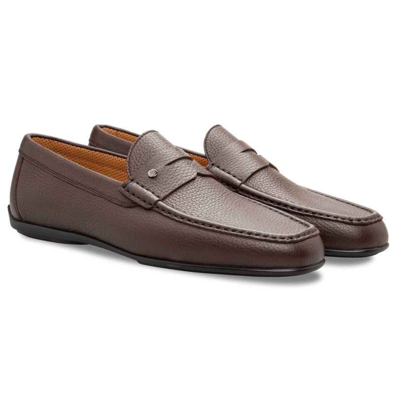 Stemar Bologna Grained Calfskin Loafers Brown