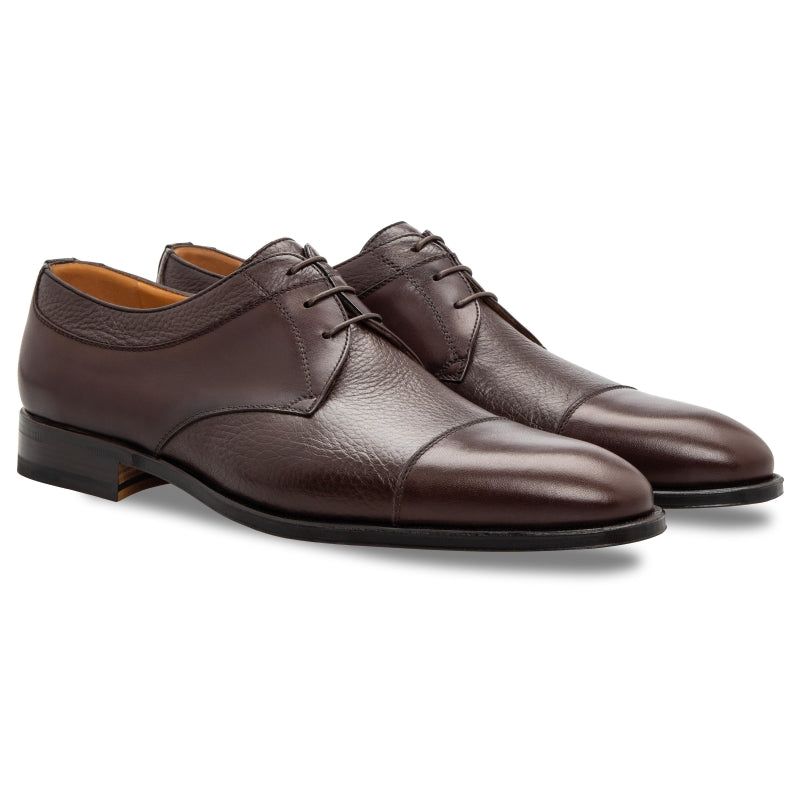 Stemar Cuneo Deerskin & Calfskin Cap Toe Shoes Brown