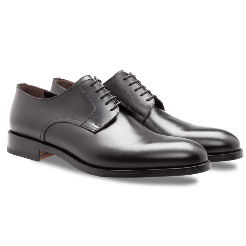 Stemar Lecco Plain Toe Derby Shoes Black