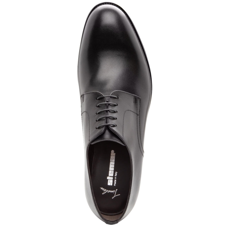 Stemar Lecco Plain Toe Derby Shoes Black