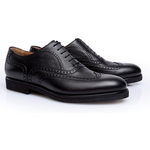 Stemar Merano Grained Calfskin Wingtip Shoes Black