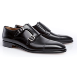 Stemar Modena Double Monk Strap Shoes Black