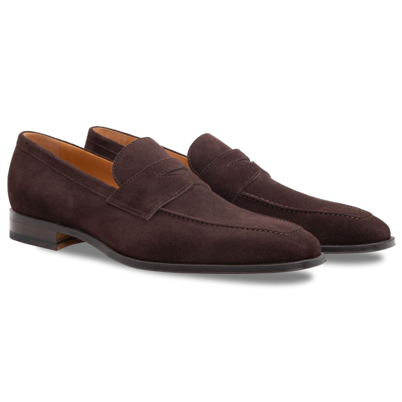 Stemar Napoli Suede Penny Loafers Dark Brown