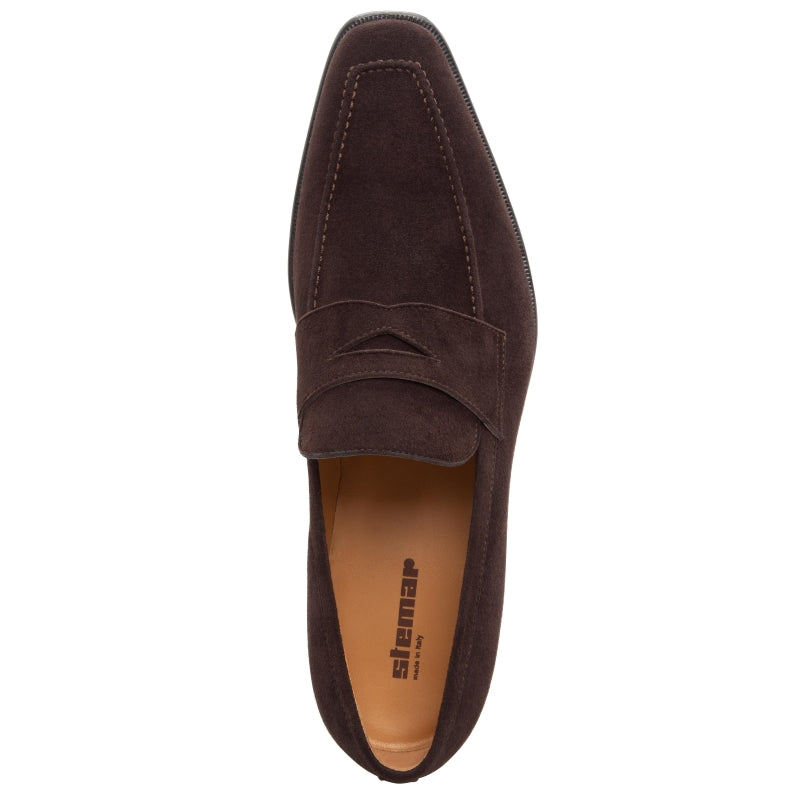 Stemar Napoli Suede Penny Loafers Dark Brown