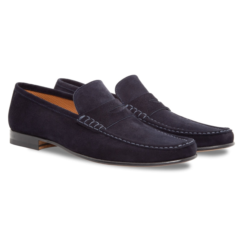 Stemar Sorrento Suede Penny Loafers Navy