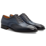 Stemar Trento Deerskin & Calf Wingtip Oxfords Blue WIDE
