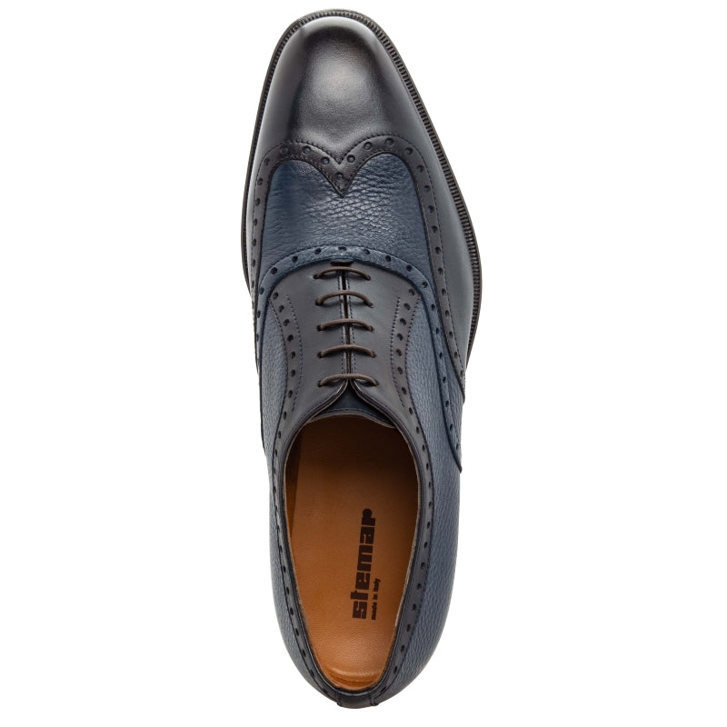 Stemar Trento Deerskin & Calf Wingtip Oxfords Blue WIDE