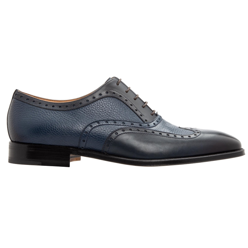 Stemar Deerskin & Calf Wingtip Blue WIDE