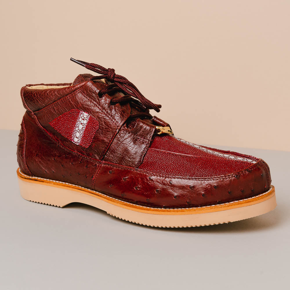 Los Altos ZA051106 Stingray & Ostrich Casual Shoes Burgundy