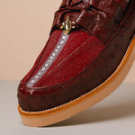 Los Altos ZA051106 Stingray & Ostrich Casual Shoes Burgundy