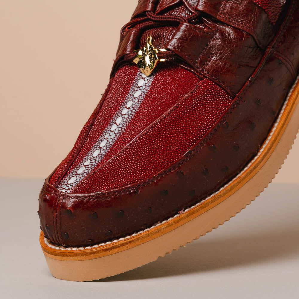 Los Altos ZA051106 Stingray & Ostrich Casual Shoes Burgundy