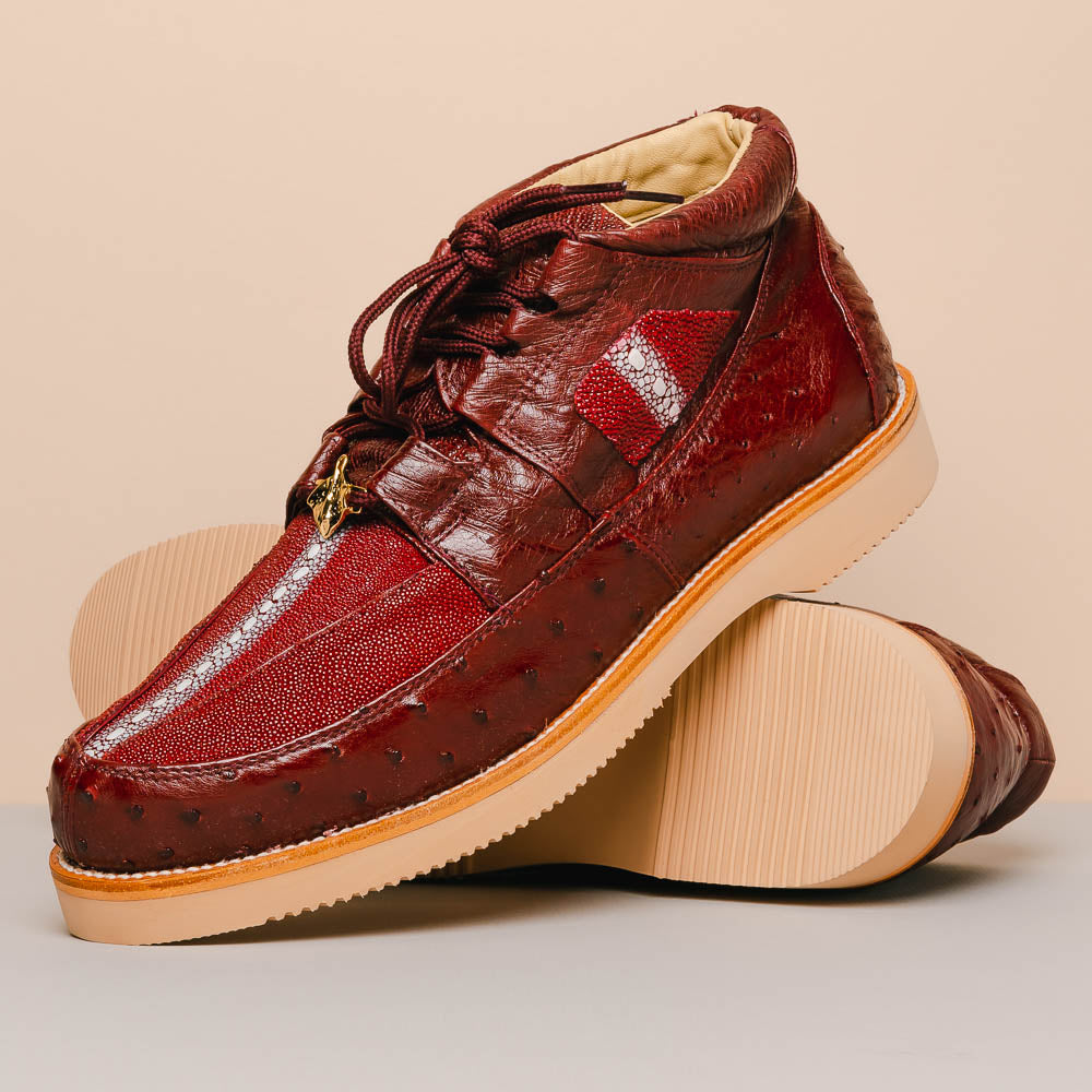 Los Altos Stingray & Ostrich Casual Shoes Burgundy