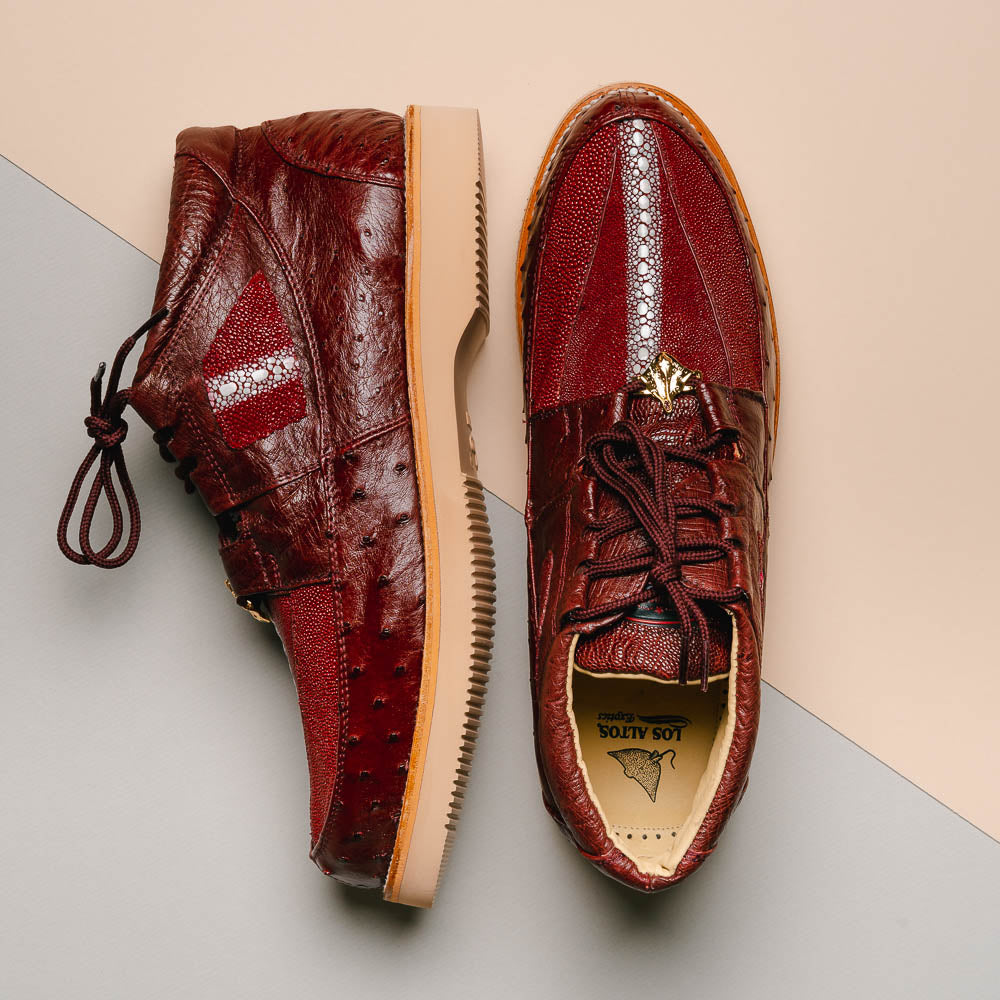 Los Altos Stingray & Ostrich Casual Shoes Burgundy