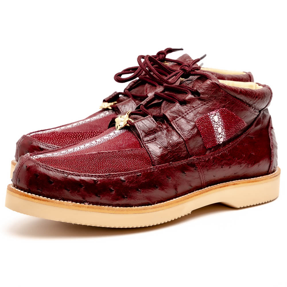 Los Altos ZA051106 Stingray & Ostrich Casual Shoes Burgundy