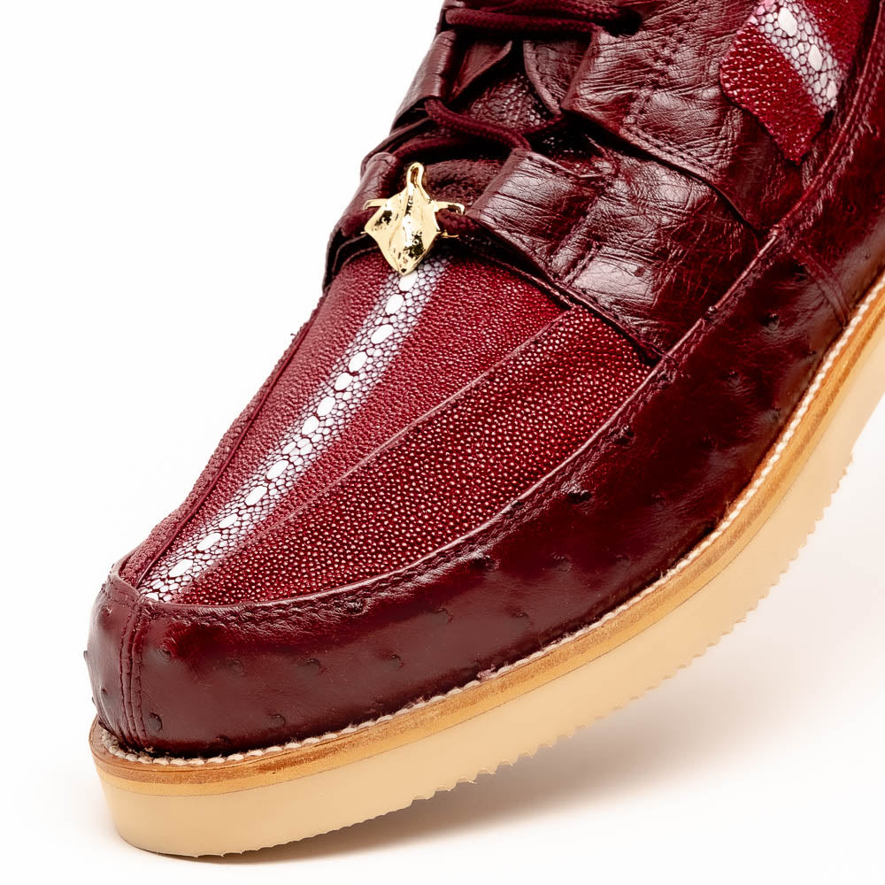 Los Altos ZA051106 Stingray & Ostrich Casual Shoes Burgundy