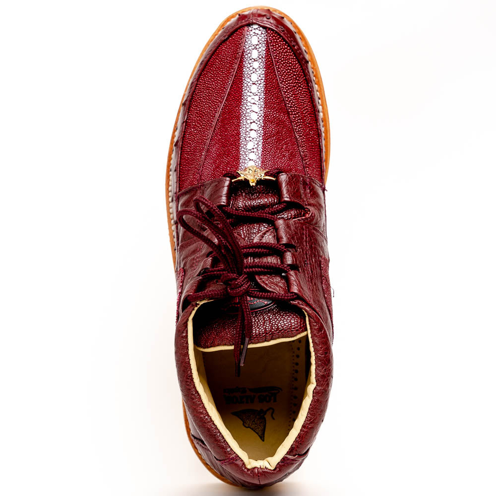 Los Altos ZA051106 Stingray & Ostrich Casual Shoes Burgundy