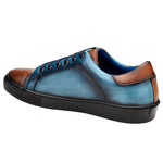 Belvedere Stone Ostrich & Calf Sneaker Ant. Brandy / Ant. Ocean Blue (Y31)