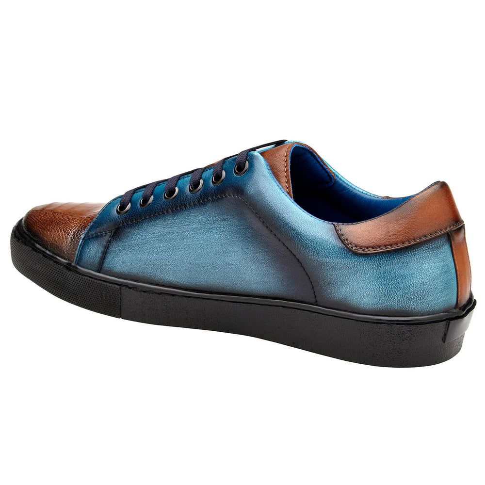 Belvedere Stone Ostrich & Calf Sneaker Ant. Brandy / Ant. Ocean Blue (Y31)