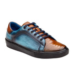Belvedere Stone Ostrich & Calf Sneaker Ant. Brandy / Ant. Ocean Blue (Y31)
