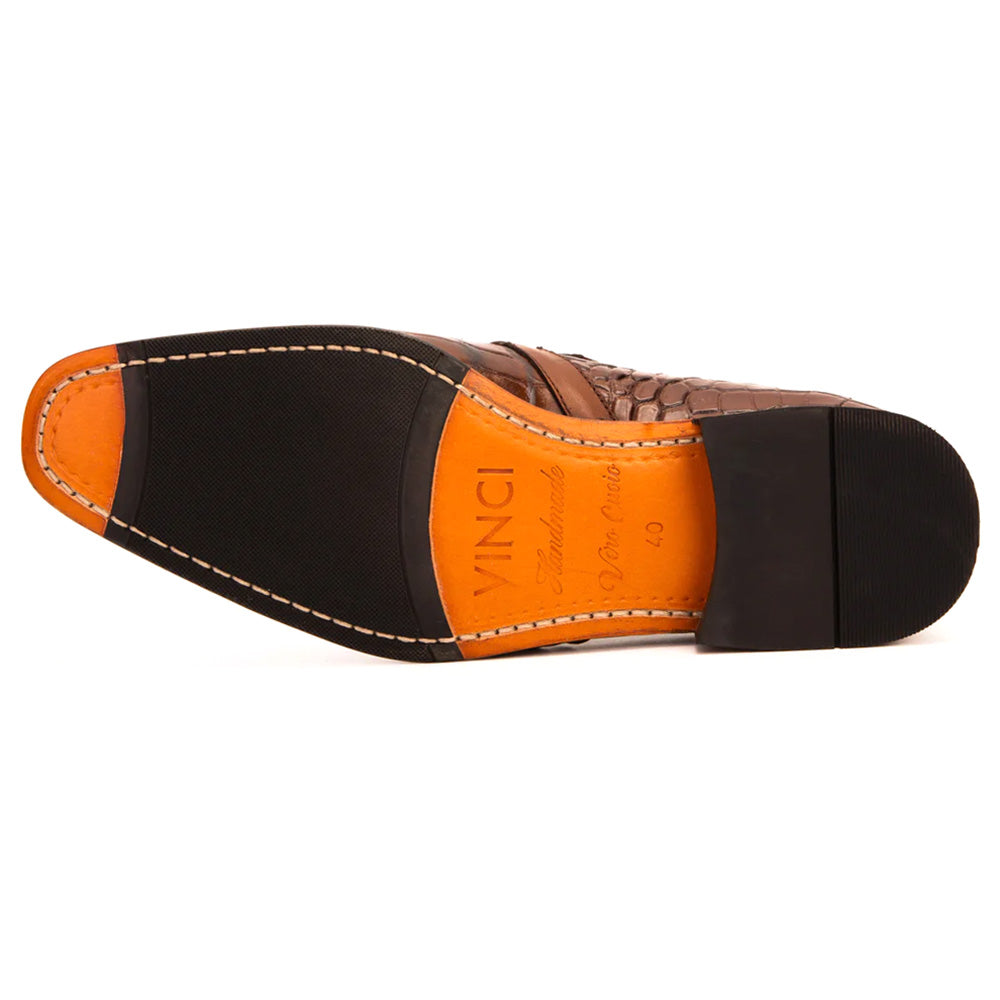 Vinci Leather The Strat Single Monk Strap Shoes Brown