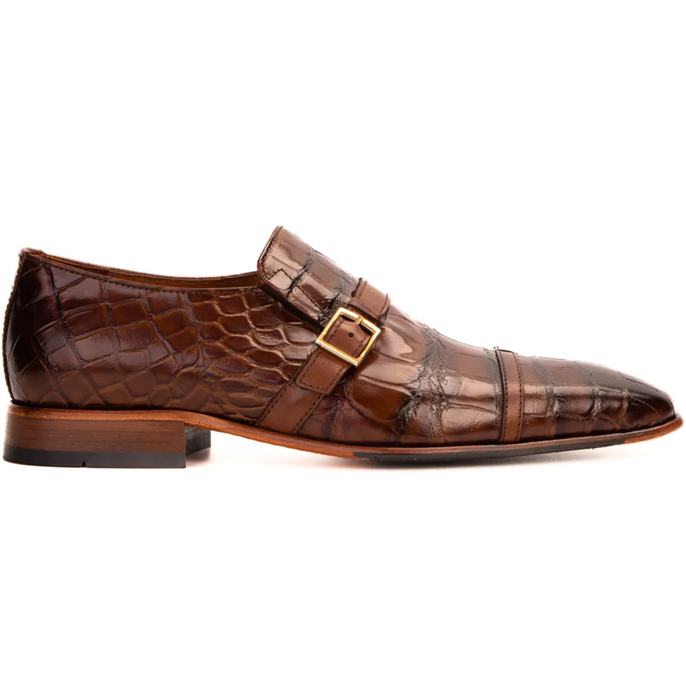 Vinci Leather The Strat Single Monk Strap Shoes Brown