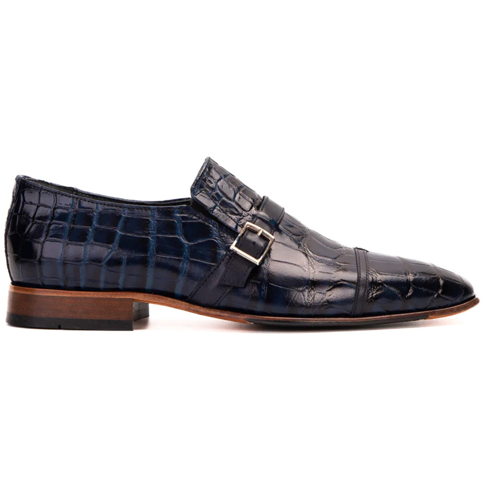 Vinci Leather The Strat Single Monk Strap Shoes Navy
