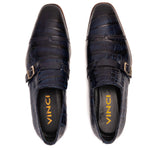 Vinci Leather The Strat Single Monk Strap Shoes Navy