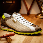Harris Firenze 1913 Suede / Crocodile Print Sneakers Beige