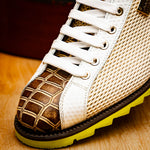 Harris Firenze 1913 Suede / Crocodile Print Sneakers Beige