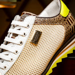 Harris Firenze 1913 Suede / Crocodile Print Sneakers Beige