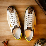 Harris Firenze 1913 Suede / Crocodile Print Sneakers Beige