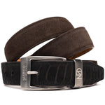 Marco Di Milano Sueded Ostrich & Suede Belt Black / Brown