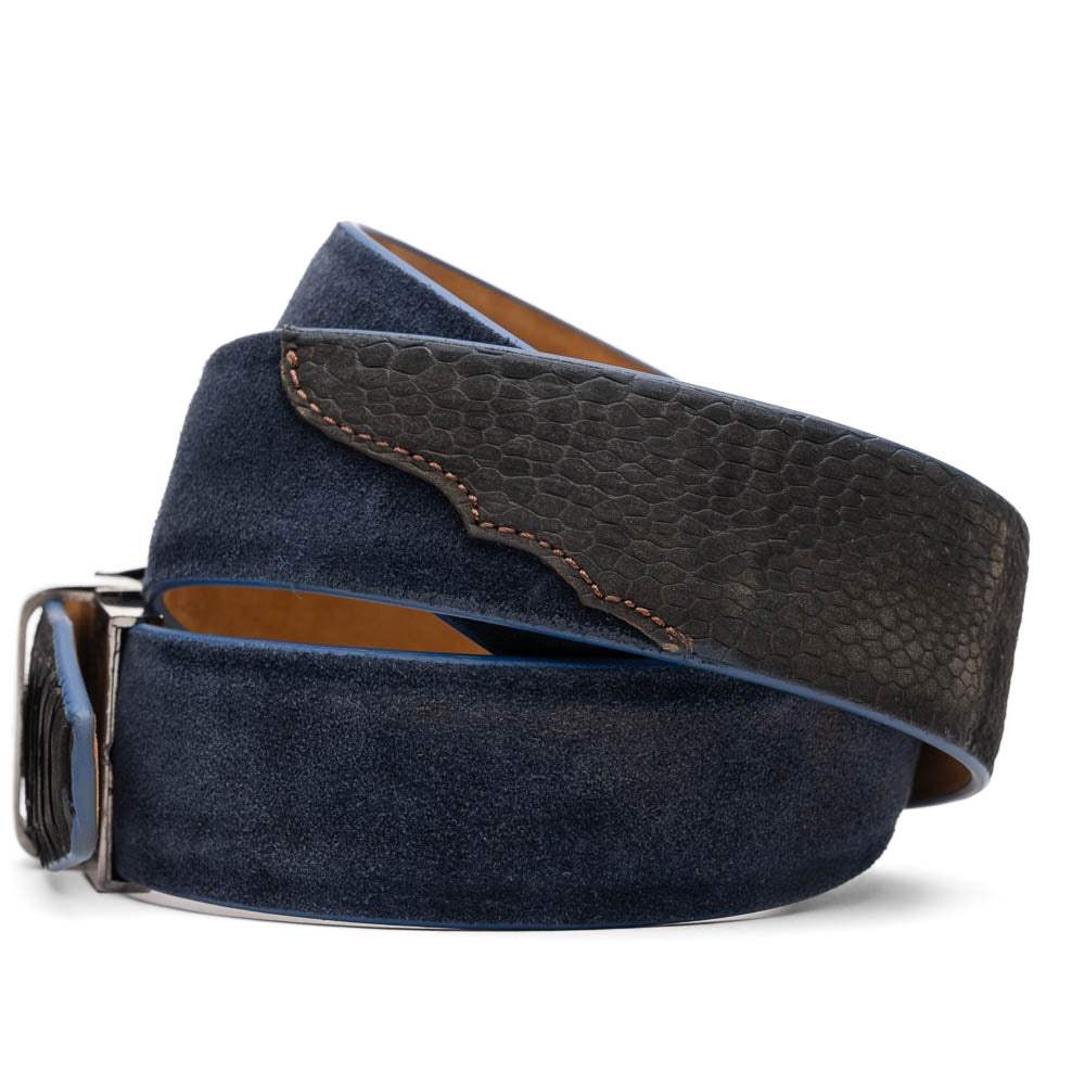 Marco Di Milano Sueded Ostrich & Suede Belt Navy / Black