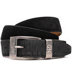 Marco Di Milano Sueded Ostrich & Suede Belt Black