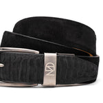 Marco Di Milano Sueded Ostrich & Suede Belt Black