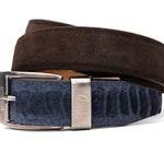Marco Di Milano Sueded Ostrich & Suede Belt Navy / Brown
