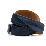 Marco Di Milano Sueded Ostrich & Suede Belt Navy