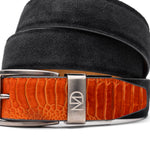 Marco Di Milano Sueded Ostrich & Suede Belt Orange / Black