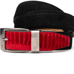 Marco Di Milano Sueded Ostrich & Suede Belt Red / Black